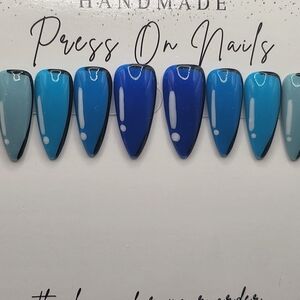 Blue and Teal Stiletto Press On Nails SIZE LARGE